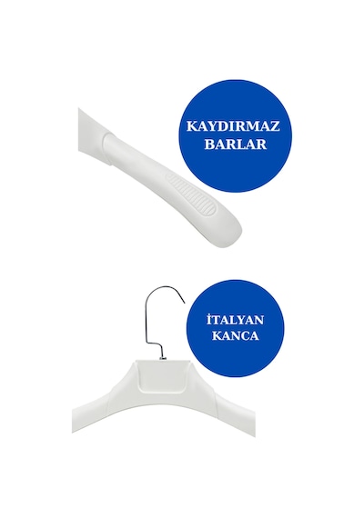 Ceket Askısı 44 Cm Soft Beyaz Plastik Bluz Elbise Kıyafet Askısı Ev Tipi 10 Adet Diğer