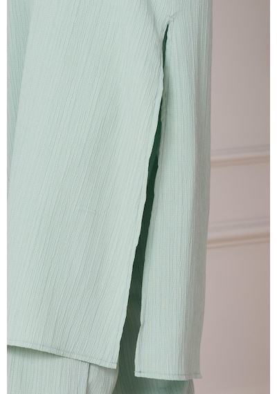 Sevitli Yırtmaç Detaylı Tunik Pantolon Takım-mint Yeşili-4862