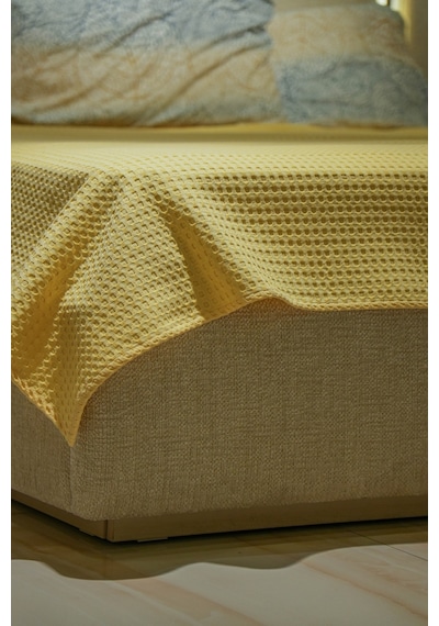 Sofline Premium %100 Pamuk Tek Kişilik Yazlık Pike, Yatak Örtüsü, Terletmez Kumaş Güneş Sarısı 160x240cm Açık Sarı