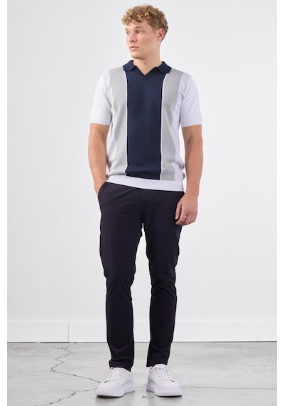 Dufy Lacivert Blok Desen Erkek Triko - Slim Fit Lacivert