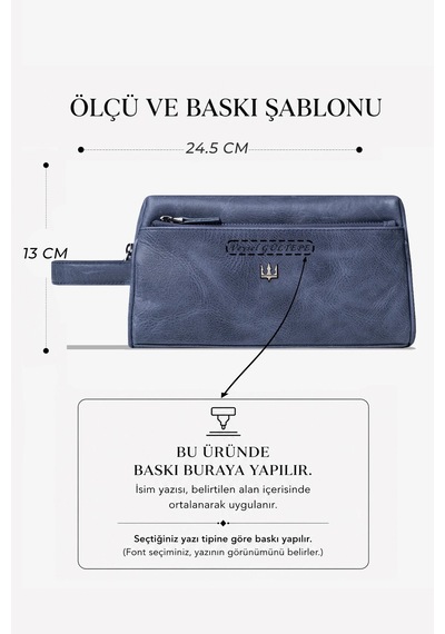 Getto Deri Big Bang Hakiki Deri Kişiye Özel İsim Baskıslı El Çantası Lacivert