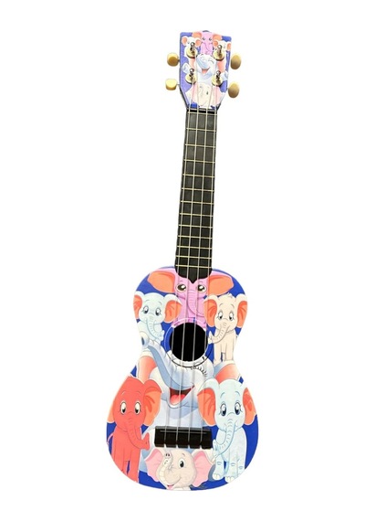 Hawiian Xu21elp Soprano Ukulele Fil Desenli Sevimli Fil Karakterli Kapak Yüksek Kaliteli Ihlamur Ağacı Sıcak Tonlar