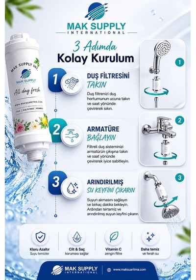 Mak Supply Duş Filtresi C Vitaminli Kokusuz