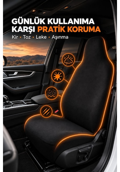 Audi A7 Penye Oto Koltuk Kılıfı - Atatürk Imza Baskılı - Siyah