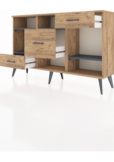 Arges Konsol 4 Raflı 3 Çekmeceli 132x30x83 Çam-antrasit/çam Antrasit/çam Arges Konsol 4 Raflı 3 Çekmeceli 132x30x83 Çam-antrasit/çam Antrasit/çam