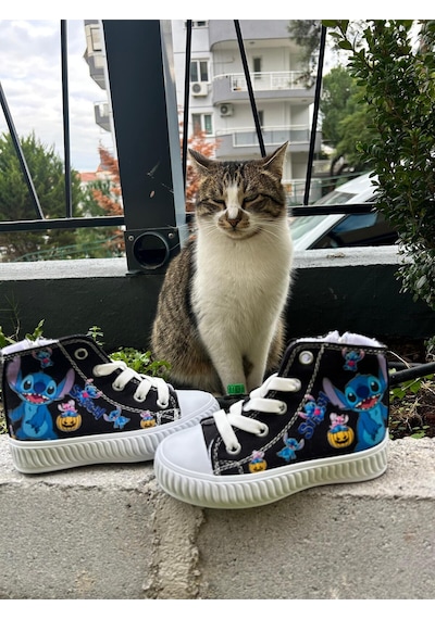 Scarpe Magiche Stıch Desenli Keten Bilekli Fermuarlı Çocuk Sneaker 31-35 Numara Arası Işıksızdır Siyah Scarpe Magiche Stıch Desenli Keten Bilekli Fermuarlı Çocuk Sneaker 31-35 Numara Arası Işıksızdır Siyah