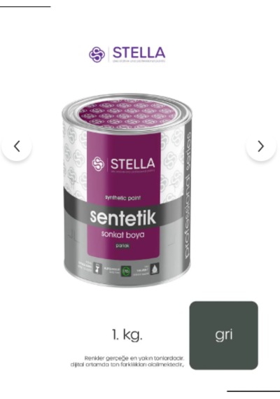 Stella Son Kat Yağlı Boya Sentetik 1 Kg Gri 0.75 L