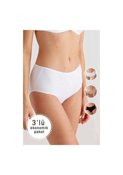 Pierre Cardin 2033 Kadın Maxi Cut 3lü Paket Külot Beyaz