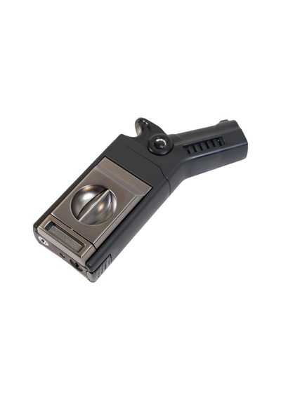 Cohiba Tek Torch Pürmüz Dahili S-v Cut & İğneli Siyah Gunmetal Metal Puro Çakmağı - Tr9526