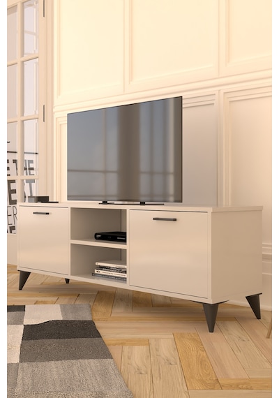 Mosse Tv Sehpası Tv Ünitesi Televizyon Sehpası Beyaz 140 Cm Beyaz