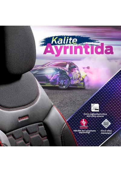 Otom Yeni Carbon Design 3D Dokulu Kumaş Oto Koltuk Kılıfı Tam Set 553380975