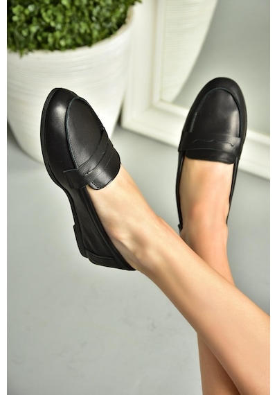 Fox Shoes S291070003 Siyah Hakiki Deri Düz Babet Siyah