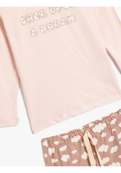 Koton Pamuklu Pijama Takımı Baskılı Pembe 5wlk40020mk Gülkurusu