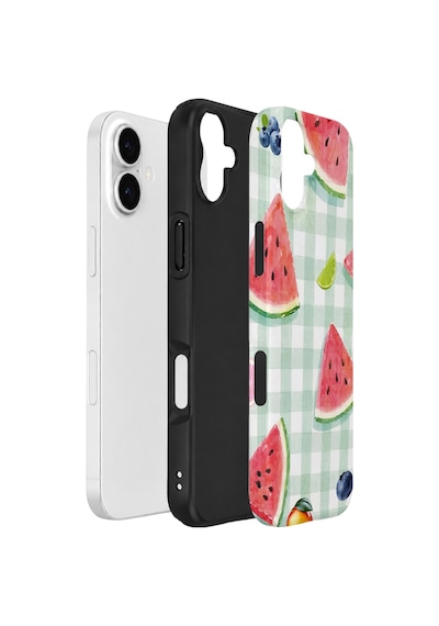 Apple iPhone Uyumlu 16 Vorian Çift Katmanlı Kılıf Watermelon Picnic Gingham