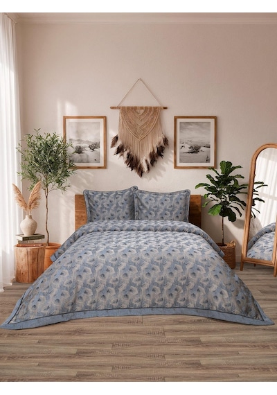 Calantha Lotus 3 Parça İndigo Pike Takımı 240 X 260 Cm İndigo
