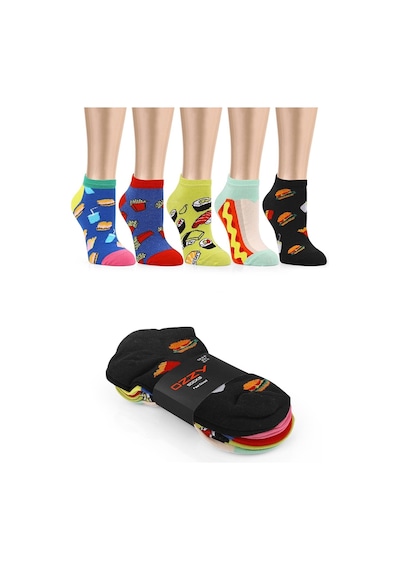Ozzy Socks 5 Çift Eğlenceli Desenler Kadın Patik Çorap Ozzyp007 Çok Renkli2