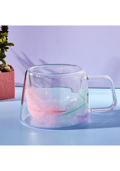 Double Feather Çift Cidarlı Kupa 200 Ml Açık Beyaz
