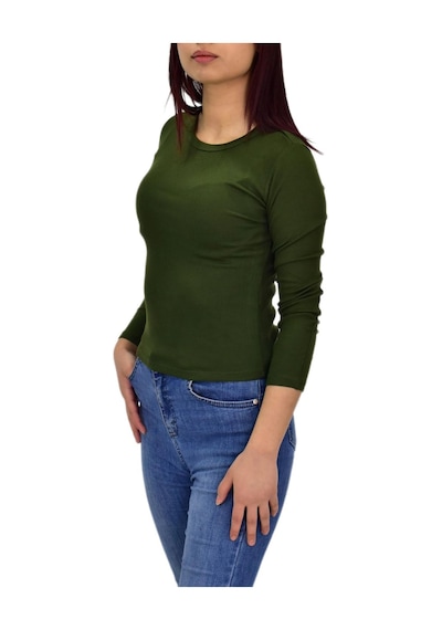 Kadın Uzun Kol Fitilli Body Tişört Bgl-st04231 Karışık Çok Renkli