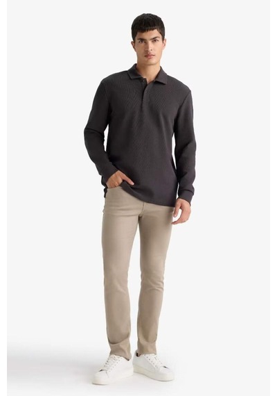 Defacto Regular Fıt Polo Yaka Waffle Sweatshirt F0301AX25AU Antrasit Defacto Regular Fıt Polo Yaka Waffle Sweatshirt F0301AX25AU Antrasit