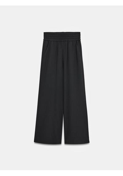 Dilvin 72259 Beli Lastikli Geniş Paça Pantolon-siyah Siyah