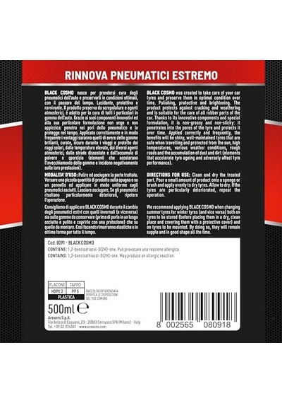 Car Care Pro Black Cosmo - Extreme Lastik, Lastikleri Ve Kauçuk Parçalarını Yeniler, Cilalar Ve Muhafaza Eder, Yağs