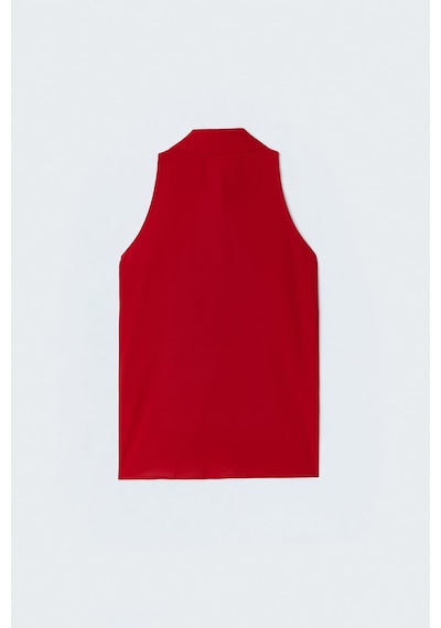 Sateen Halter Yaka Gömlek - Kırmızı-137484