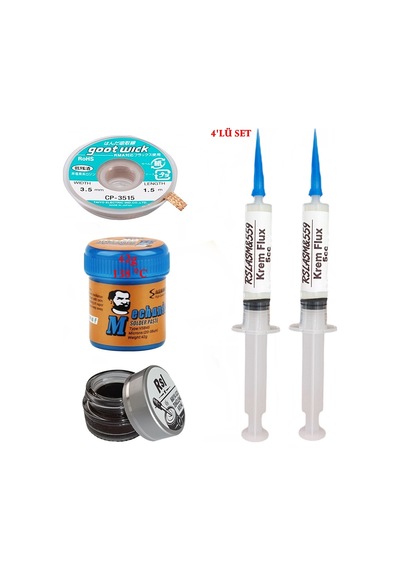Krem Lehim Mchanc 138 C 42gr Havya Uç Temizleyici Flux Lehim Toplama Cp-3515 Lehim Emme Teli Seti05