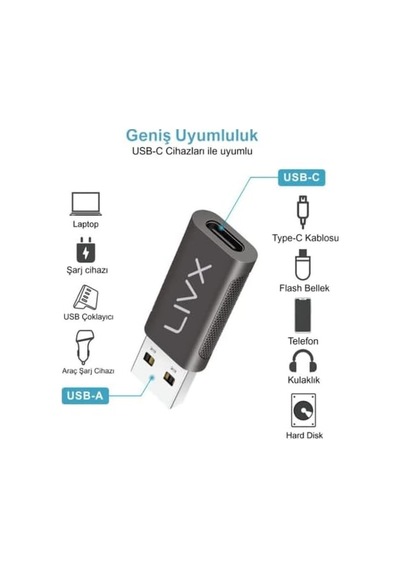 Type C To Usb 3.0 Çevirici Dönüştürücü Otg Adaptör Lva-otgcf İkili Paket