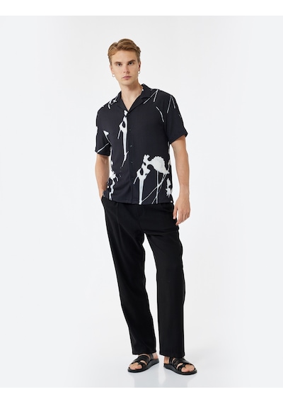 Koton Oversize Viskon Cep Detaylı Rayon Pileli Kumaş Yazlık Pantolon Siyah 5sam40164hw Siyah