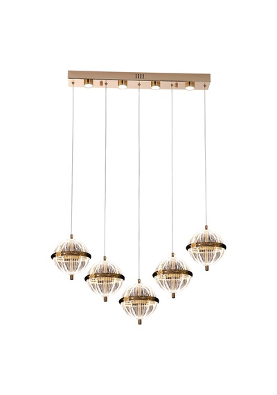 Barkın 5'li 37 Watt Sıralı Gold Ledli Modern Salon Avize Gold