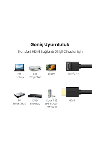 Ugreen Hdmı Kablosu 4k Açılı 1m 90 Derece Açılı Fiş Hdmı Açılı Kablo 2.0 18 Gbit/s Ethernet Hdr 3d Arc Destekler, Pc, Blue-ray Oynatıcı, Xbox360, Ps3, Ps4 Vb. İle Uyumludur, 10172 Ugreen Hdmı Kablosu 4k Açılı 1m 90 Derece Açılı Fiş Hdmı Açılı Kablo 2.0 18 Gbit/s Ethernet Hdr 3d Arc Destekler, Pc, Blue-ray Oynatıcı, Xbox360, Ps3, Ps4 Vb. İle Uyumludur, 10172