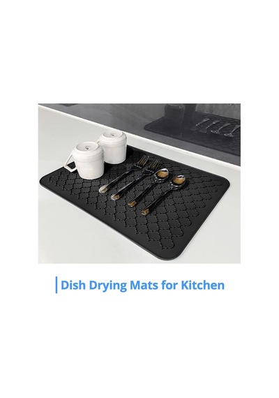Silikon Bulaşık Kurutma Matı, Kaymaz Ve Kolay Temizlenebilir Silikon Mat, Isıya Dayanıklı, Bulaşıklar Ve Tezgah Üstü İçin, Buzdolabı Çekmece Astarı Gri 40x30cm Açık Gri - Çok Renkli