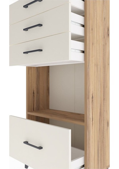 Arges Dolap Tek Raflı 4 Çekmeceli 60x30x134 Çam-aytaşı Çam