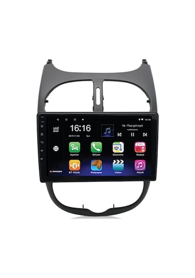 Cadence Peugeot 206 Android 6gb Ram 128gb Rom 8 Çekirdek Carplay Navigasyon Multimedya Ön Ve Geri Görüş Kameralı 9"