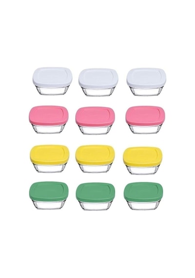 96840 Pudding Silikon Kapaklı Cam Saklama Kabı 12 Li Kahvaltılık 310cc. No Color
