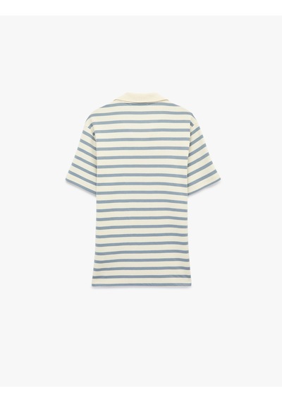 Koton Regular Fit Kısa Kollu Polo Yaka Çizgili Tişört Mavi Çizgili 6sam10388mk
