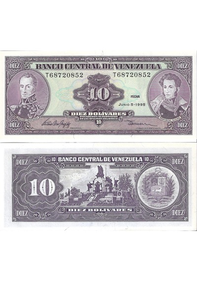 Venezuela 1995 Yılı 10 Bolivares Kağıt Para Çil Unc Koleksiyon Para
