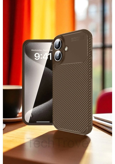 Apple Uyumlu iPhone 16 Kılıf Kamera Korumalı Darbe Emici Karbon Fiber Desenli Kapak