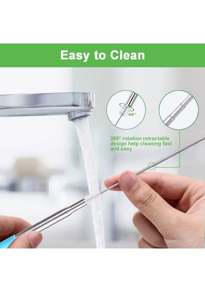 4'lü Tekrar Kullanılabilir Pipet Seti, Paslanmaz Çelik Pipet, Metal Pipet, Metal Kasalı, Anahtarlık, Temizleme Fır Diğer