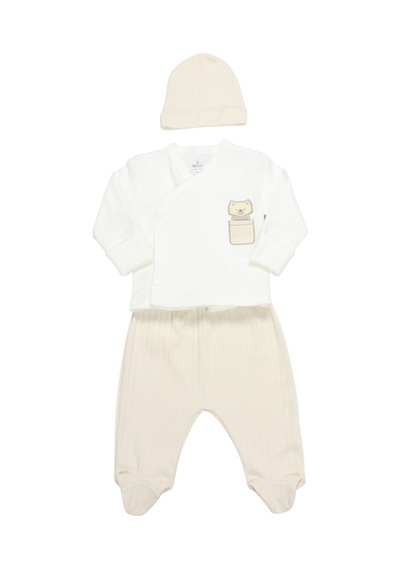 Bistyle Erkek Bebek Zıbın Takım 3 Lü - Bistyle - Bej-ecru - 3-6 Ay Lacivert