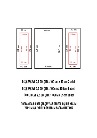 Dekoratif Boyanabilir Duvar Çıtası Hazır Çerçeve 2,5 Cm