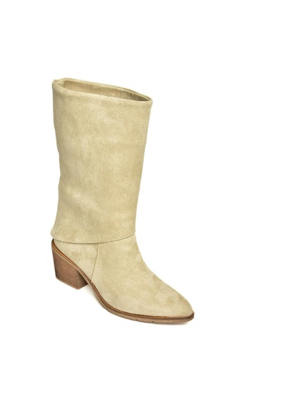Fox Shoes T936042502 Bej Kalın Alçak Topuklu Kadın Bot Bej-süet Bej