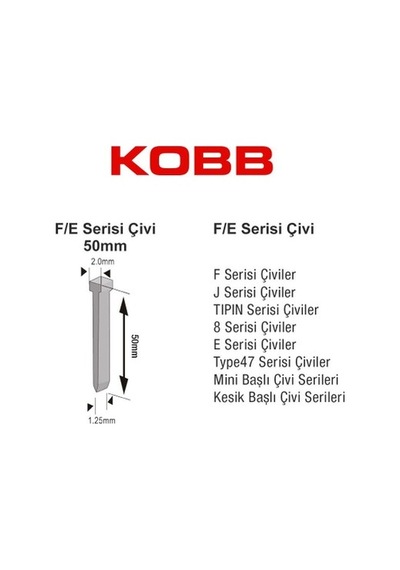 Ağır Hizmet Tipi Kesik Başlı, 50 Mm, 2500 Adet Paket