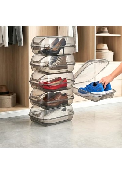 Füme Kilit Kapak Unisex Ayakkabı Saklama Kutusu Modüler Yapı Ayakkabı Depolama - 5 Adet Diğer Füme Kilit Kapak Unisex Ayakkabı Saklama Kutusu Modüler Yapı Ayakkabı Depolama - 5 Adet Diğer