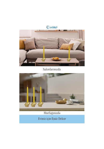Mumluk Şamdan Tealight Ve İnce Mum Uyumlu Kesik Model - Altın