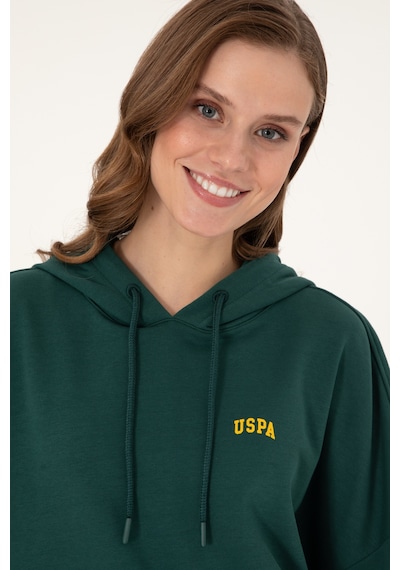 U.S. Polo Assn. Kadın Koyu Yeşil Kapüşonlu Basic Sweatshirt 50297324-VR079