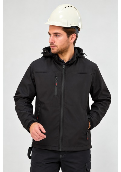 Softshel İçi Polarlı İş Montu Slim Fit Siyah