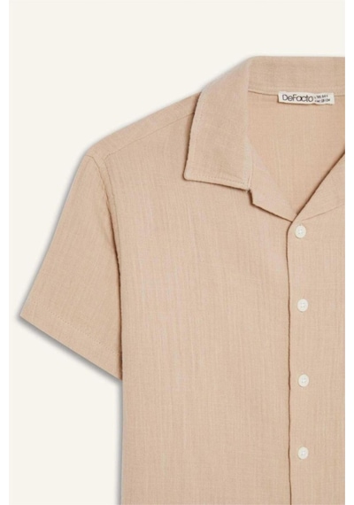 DeFacto Erkek Çocuk Oversize Geniş Kalıp Polo Yaka Müslin Kısa Kollu Gömlek W3239A625HSBG732 DeFacto Erkek Çocuk Oversize Geniş Kalıp Polo Yaka Müslin Kısa Kollu Gömlek W3239A625HSBG732