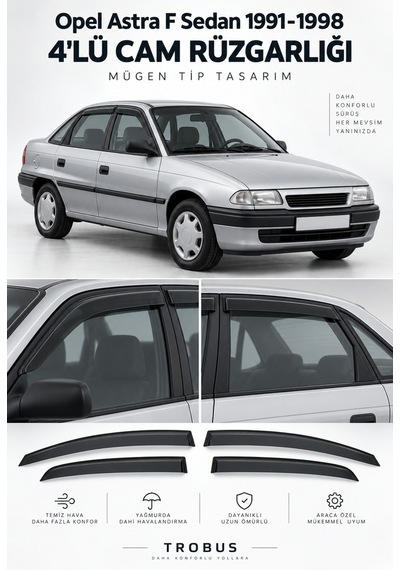 Opel Astra F Efsane 1991-1998 Sedan Mügen Cam Rüzgarlığı 4'lü Takım
