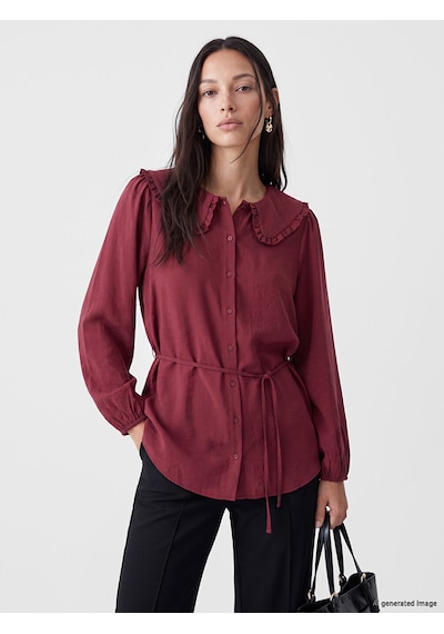 Lcw Everyday Bordo Bebe Yaka Modal Karışımlı Kadın Gömlek Tunik